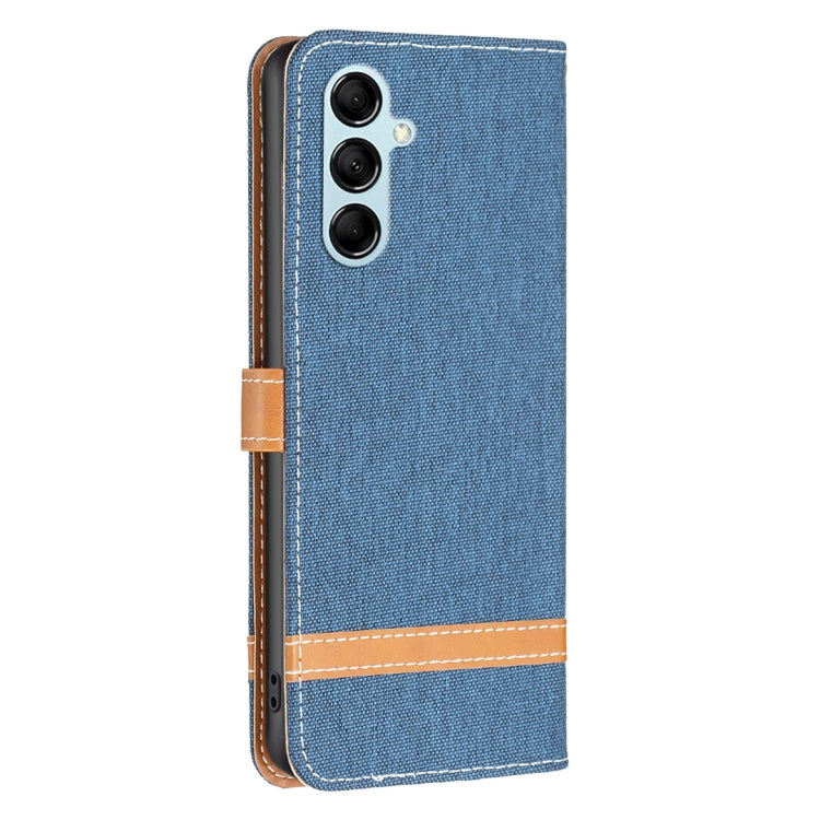 For Samsung Galaxy M14 5G Color Block Denim Texture Leather Phone Case
