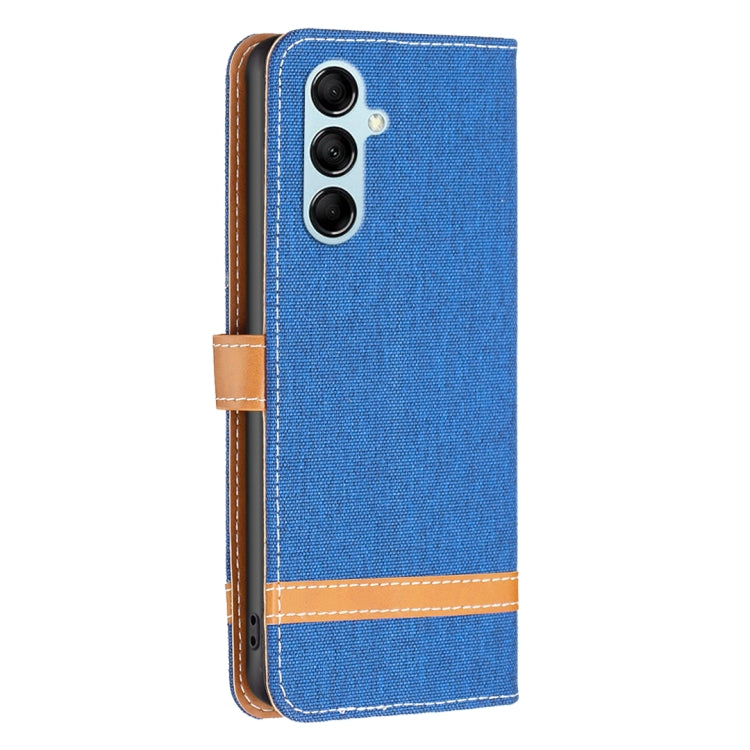 For Samsung Galaxy M14 5G Color Block Denim Texture Leather Phone Case