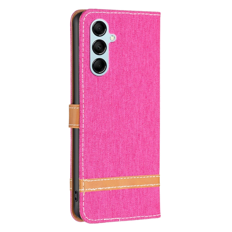 For Samsung Galaxy M14 5G Color Block Denim Texture Leather Phone Case