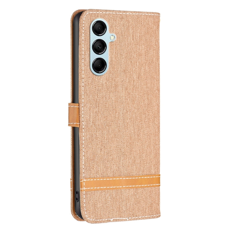 For Samsung Galaxy M14 5G Color Block Denim Texture Leather Phone Case