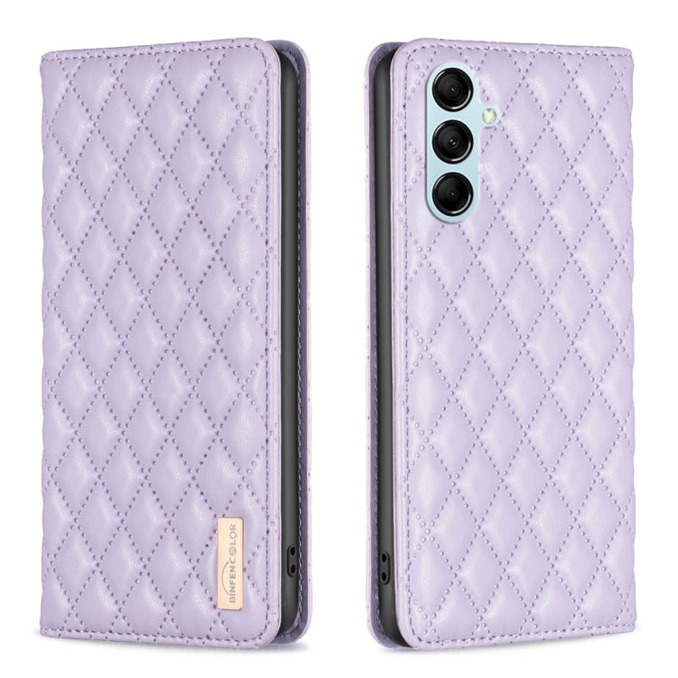 For Samsung Galaxy M14 5G Diamond Lattice Magnetic Leather Flip Phone Case