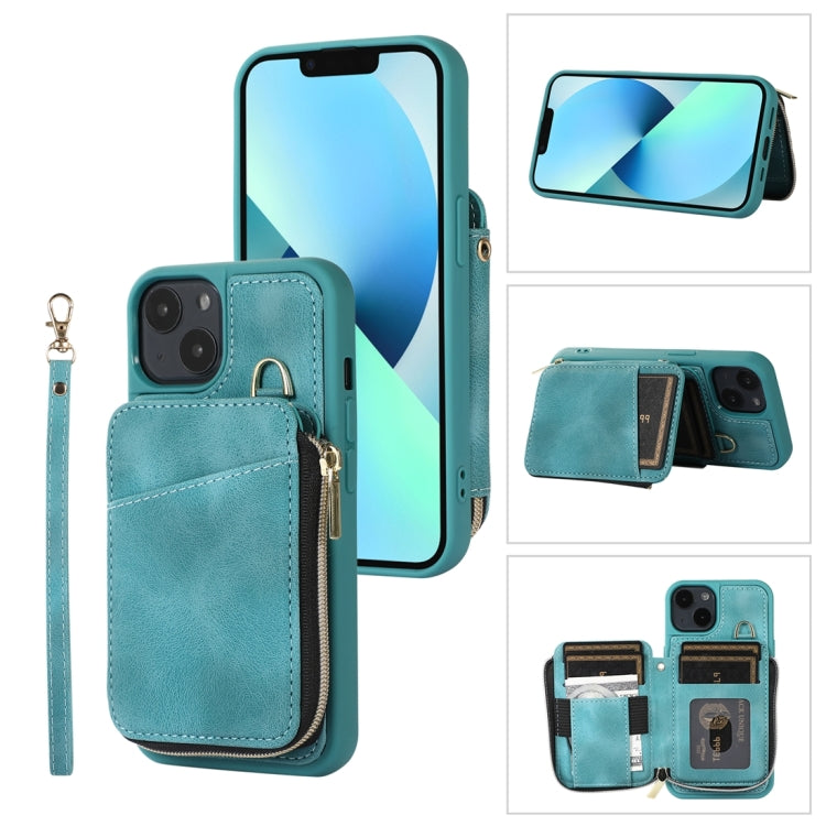 For iPhone 14 Zipper Card Bag Back Cover Phone Case