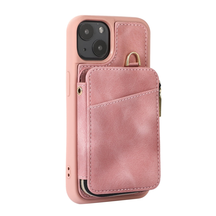 For iPhone 14 Zipper Card Bag Back Cover Phone Case