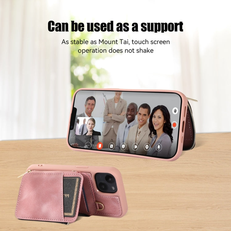 For iPhone 14 Zipper Card Bag Back Cover Phone Case