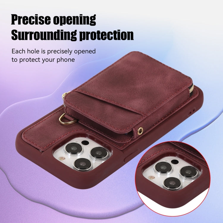 For iPhone 14 Pro Zipper Card Bag Back Cover Phone Case