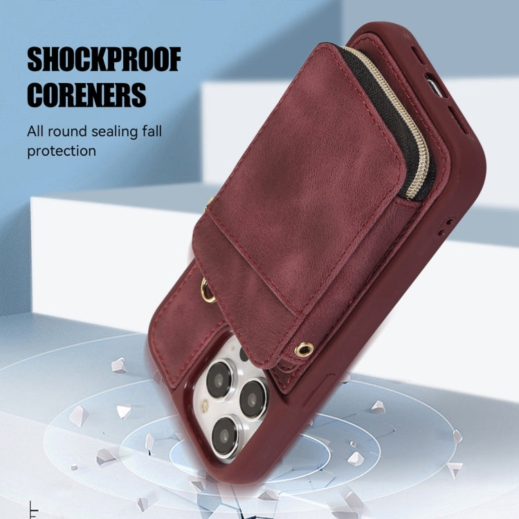 For iPhone 14 Pro Zipper Card Bag Back Cover Phone Case
