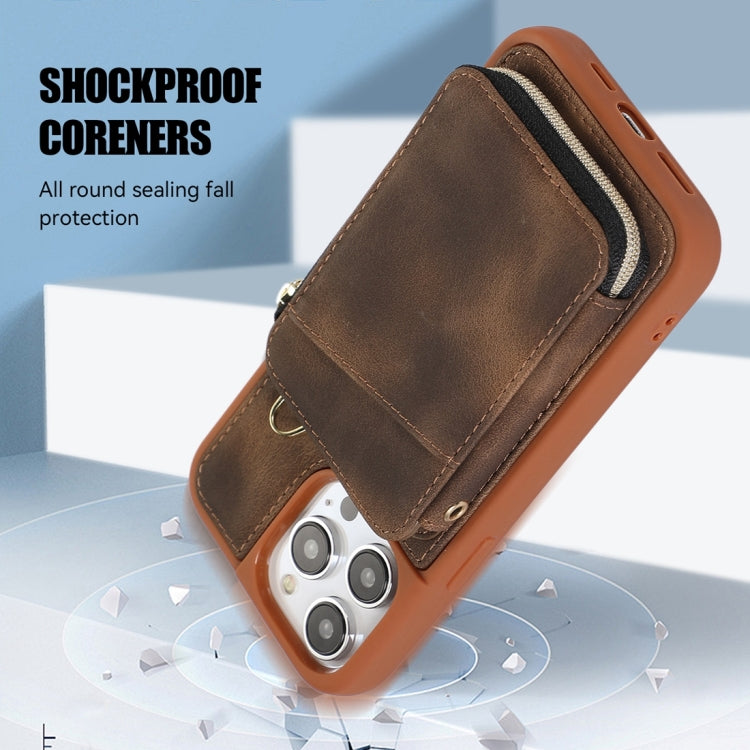 For iPhone 14 Pro Zipper Card Bag Back Cover Phone Case