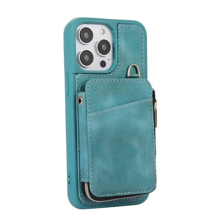 For iPhone 14 Pro Zipper Card Bag Back Cover Phone Case