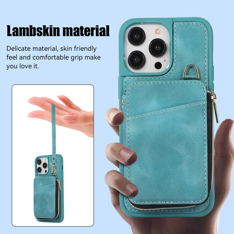 For iPhone 14 Pro Zipper Card Bag Back Cover Phone Case