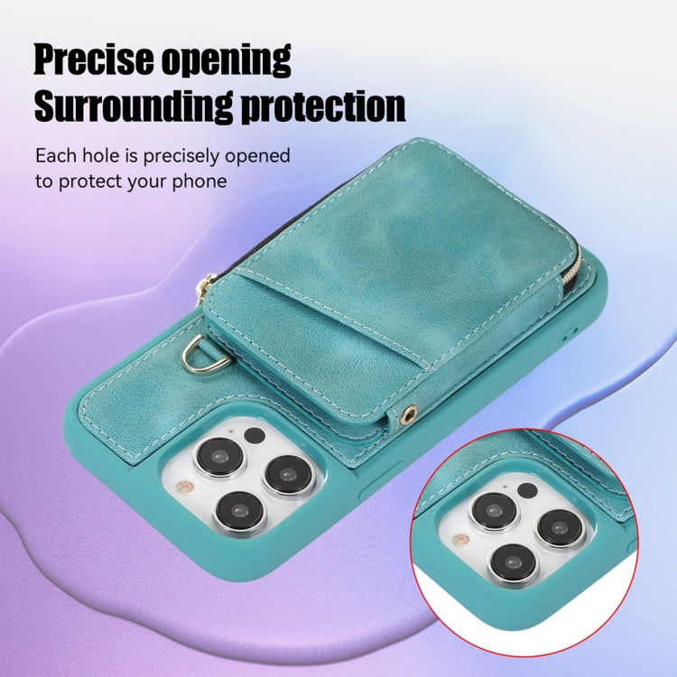 For iPhone 14 Pro Zipper Card Bag Back Cover Phone Case
