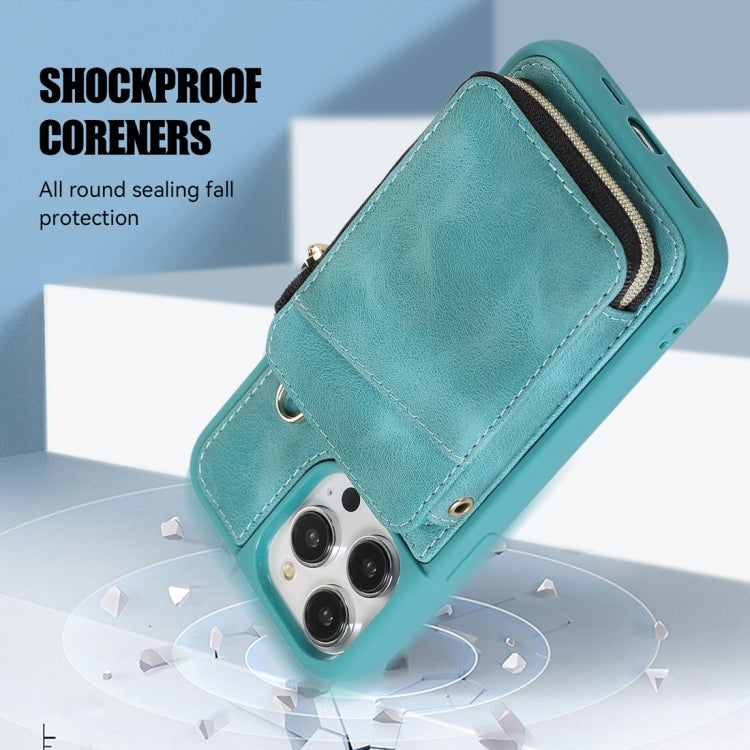 For iPhone 14 Pro Zipper Card Bag Back Cover Phone Case