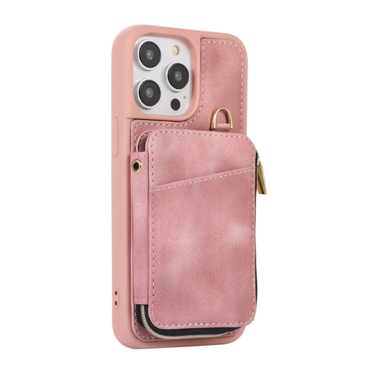 For iPhone 14 Pro Zipper Card Bag Back Cover Phone Case