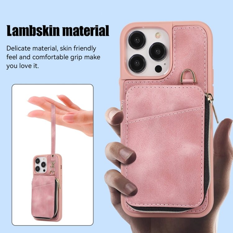 For iPhone 14 Pro Zipper Card Bag Back Cover Phone Case