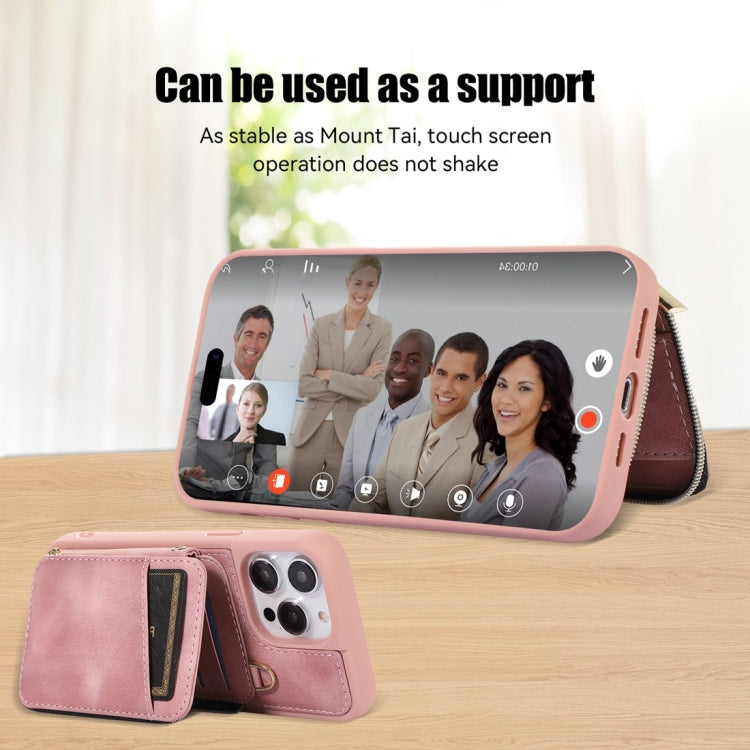 For iPhone 14 Pro Zipper Card Bag Back Cover Phone Case