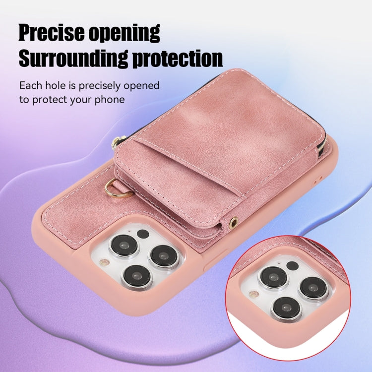 For iPhone 14 Pro Zipper Card Bag Back Cover Phone Case