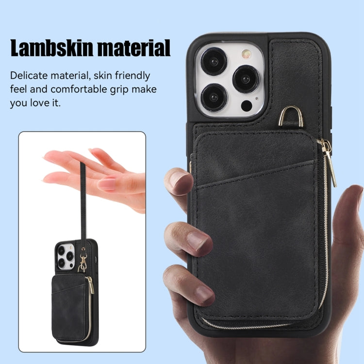 For iPhone 14 Pro Zipper Card Bag Back Cover Phone Case