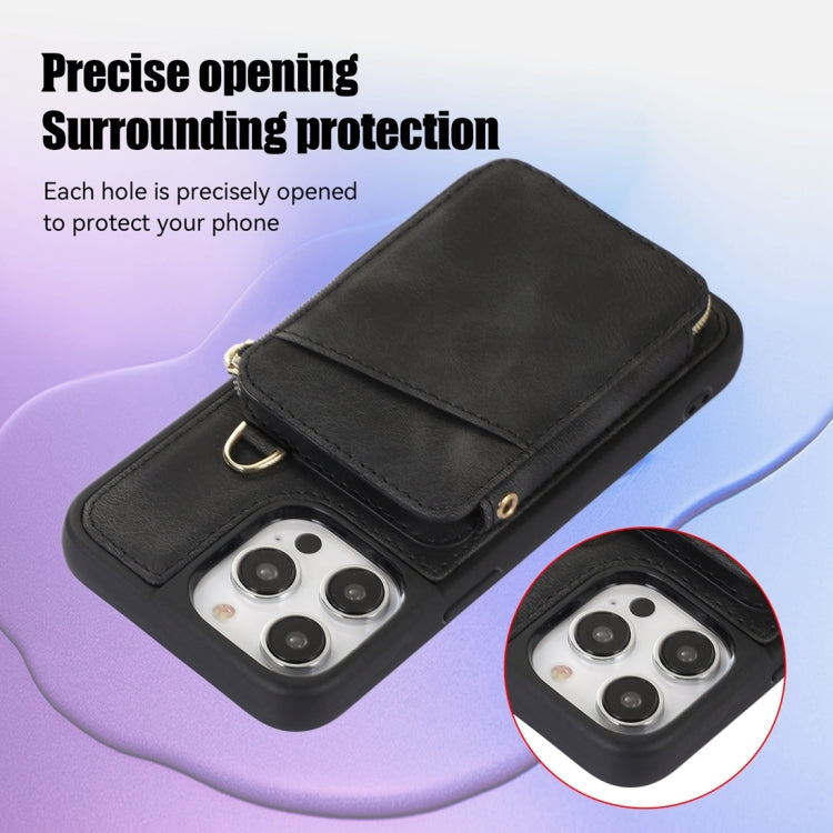For iPhone 14 Pro Zipper Card Bag Back Cover Phone Case