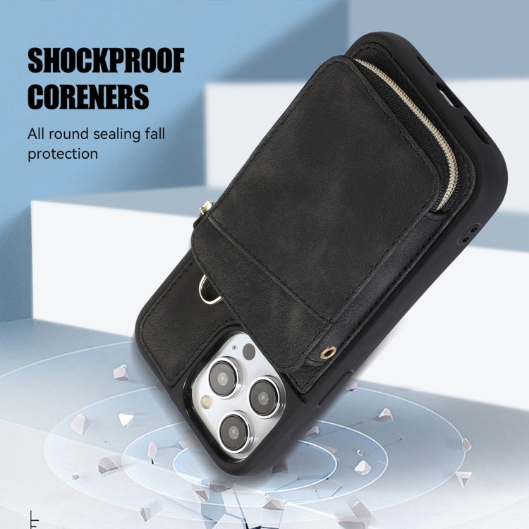 For iPhone 14 Pro Zipper Card Bag Back Cover Phone Case