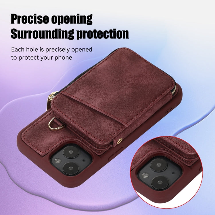 For iPhone 13 Zipper Card Bag Back Cover Phone Case