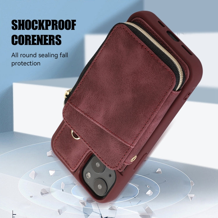 For iPhone 13 Zipper Card Bag Back Cover Phone Case