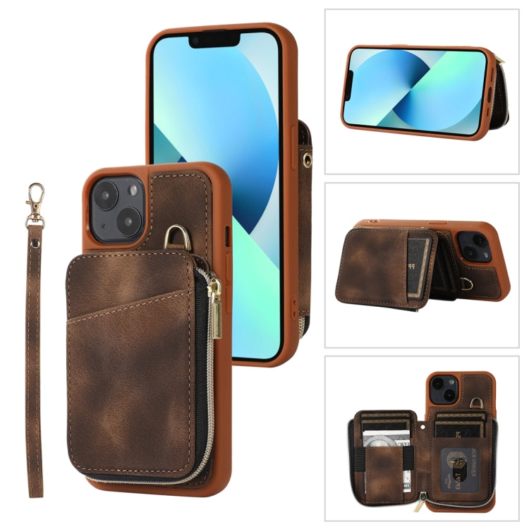 For iPhone 13 Zipper Card Bag Back Cover Phone Case