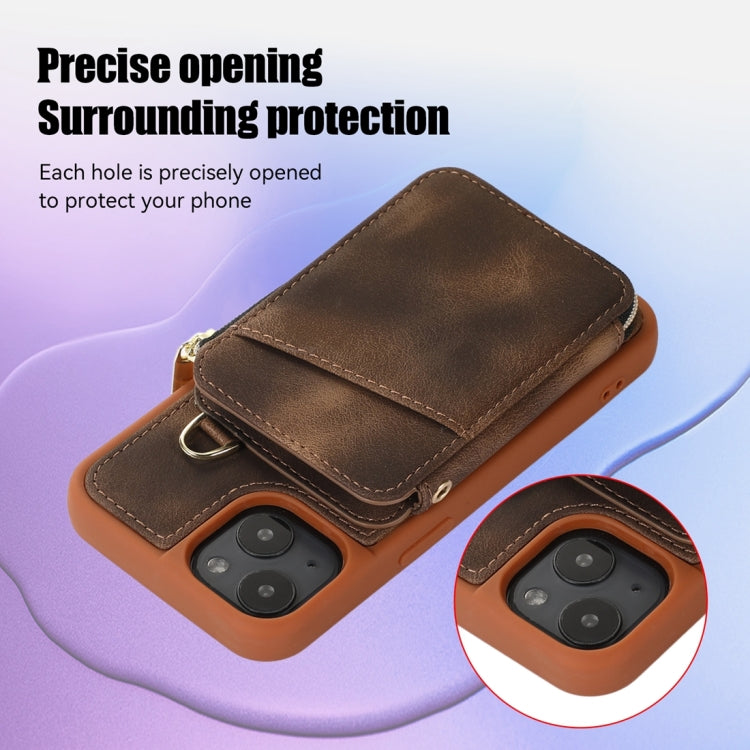 For iPhone 13 Zipper Card Bag Back Cover Phone Case