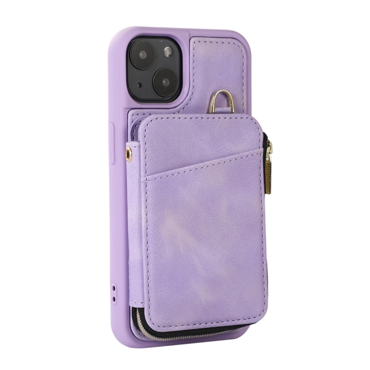 For iPhone 13 Zipper Card Bag Back Cover Phone Case