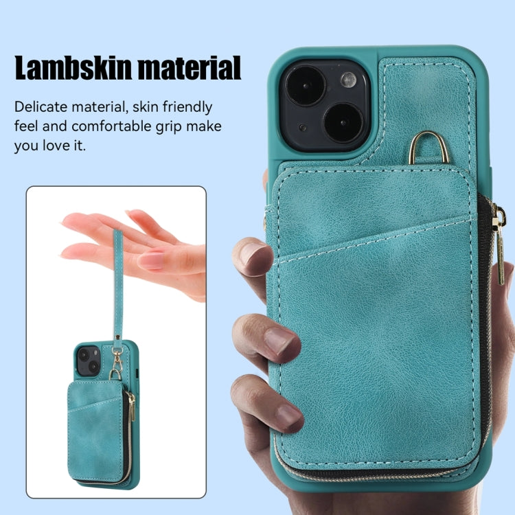 For iPhone 13 Zipper Card Bag Back Cover Phone Case