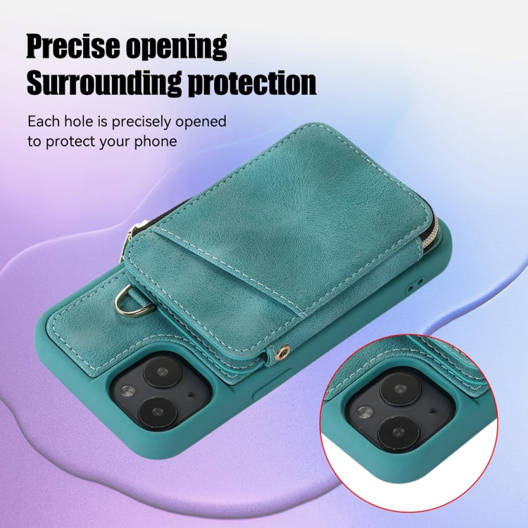 For iPhone 13 Zipper Card Bag Back Cover Phone Case