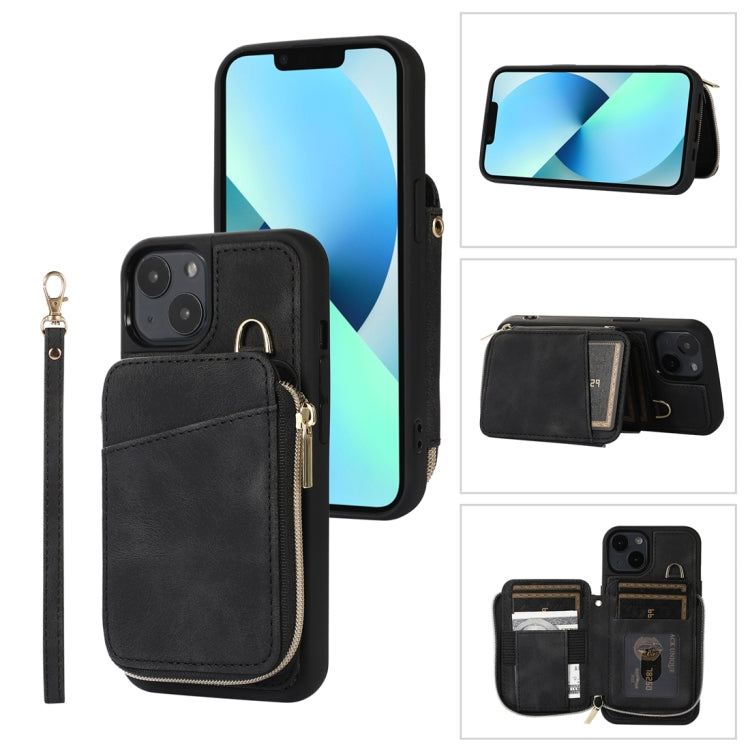For iPhone 13 Zipper Card Bag Back Cover Phone Case