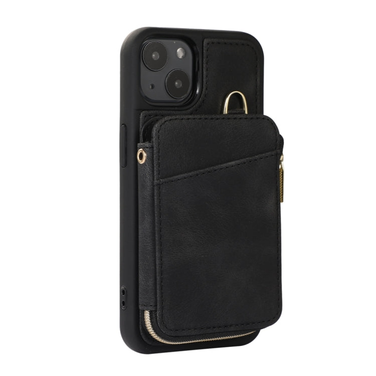 For iPhone 13 Zipper Card Bag Back Cover Phone Case