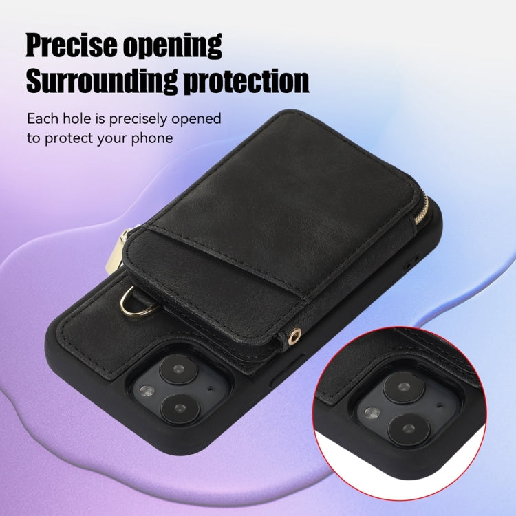 For iPhone 13 Zipper Card Bag Back Cover Phone Case