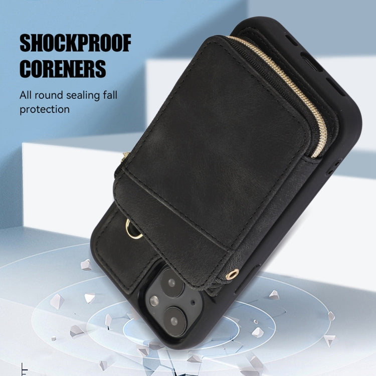 For iPhone 13 Zipper Card Bag Back Cover Phone Case