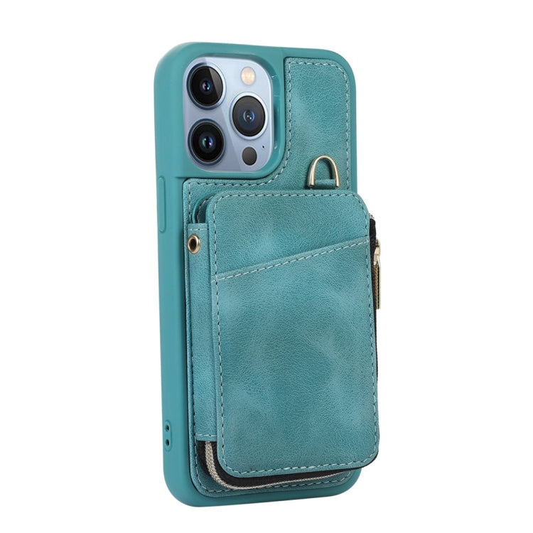 For iPhone 13 Pro Zipper Card Bag Back Cover Phone Case