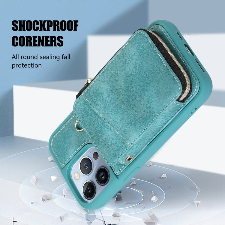 For iPhone 13 Pro Zipper Card Bag Back Cover Phone Case