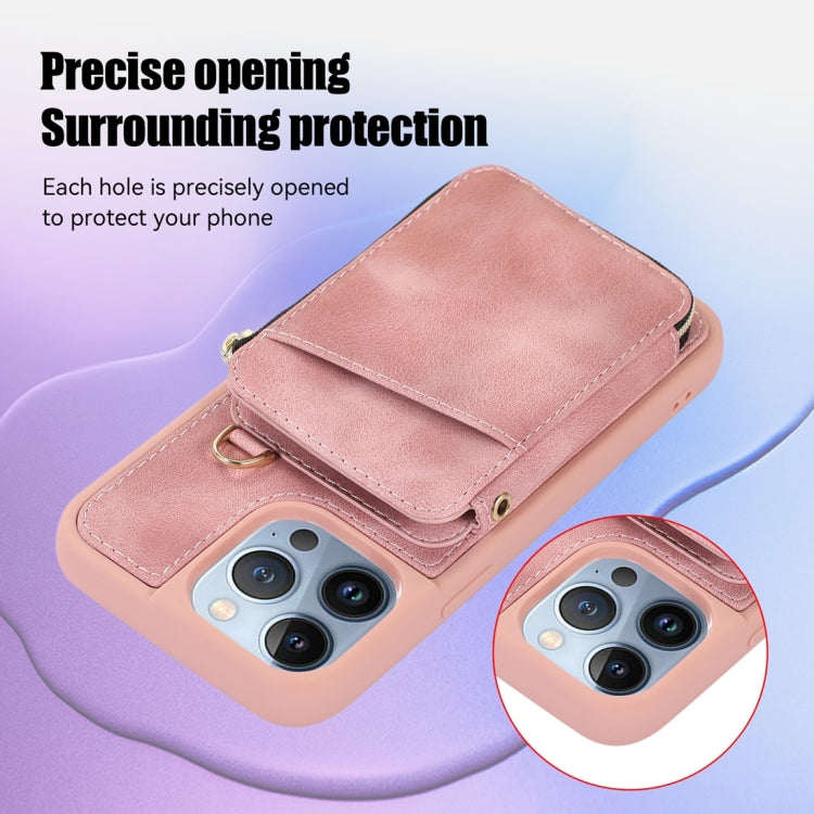 For iPhone 13 Pro Max Zipper Card Bag Back Cover Phone Case