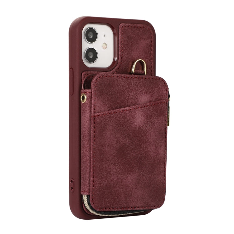 For iPhone 12 Zipper Card Bag Back Cover Phone Case