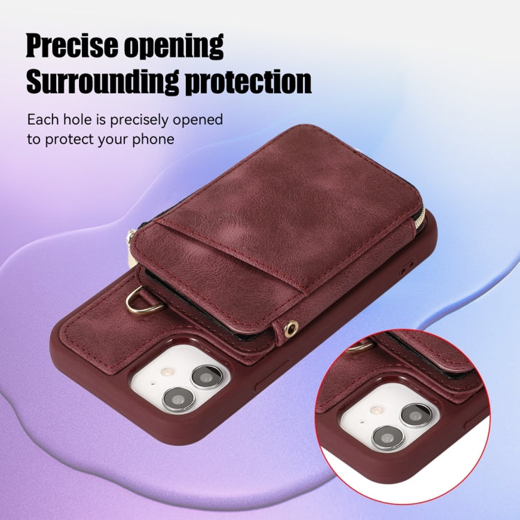 For iPhone 12 Zipper Card Bag Back Cover Phone Case