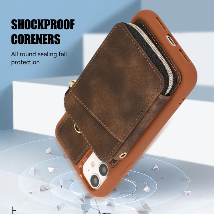 For iPhone 12 Zipper Card Bag Back Cover Phone Case