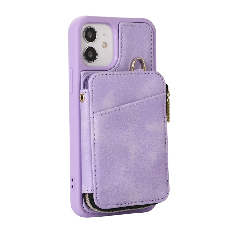 For iPhone 12 Zipper Card Bag Back Cover Phone Case