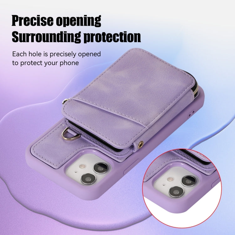 For iPhone 12 Zipper Card Bag Back Cover Phone Case