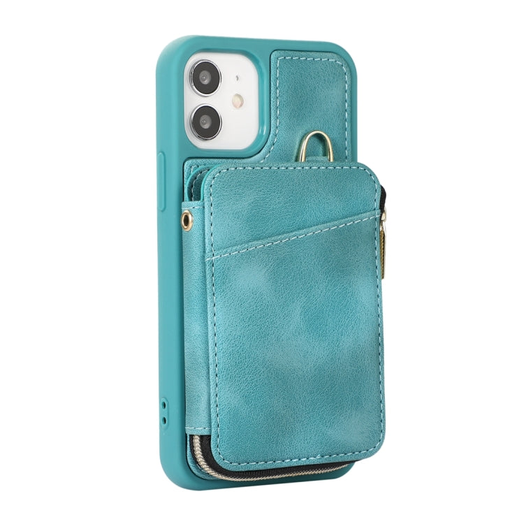 For iPhone 12 Zipper Card Bag Back Cover Phone Case
