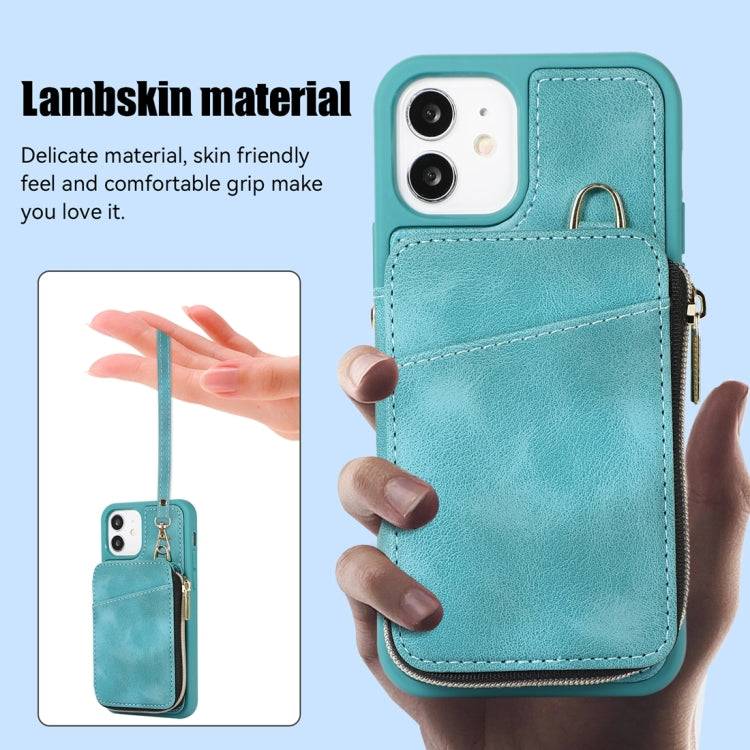 For iPhone 12 Zipper Card Bag Back Cover Phone Case