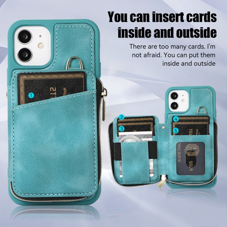 For iPhone 12 Zipper Card Bag Back Cover Phone Case