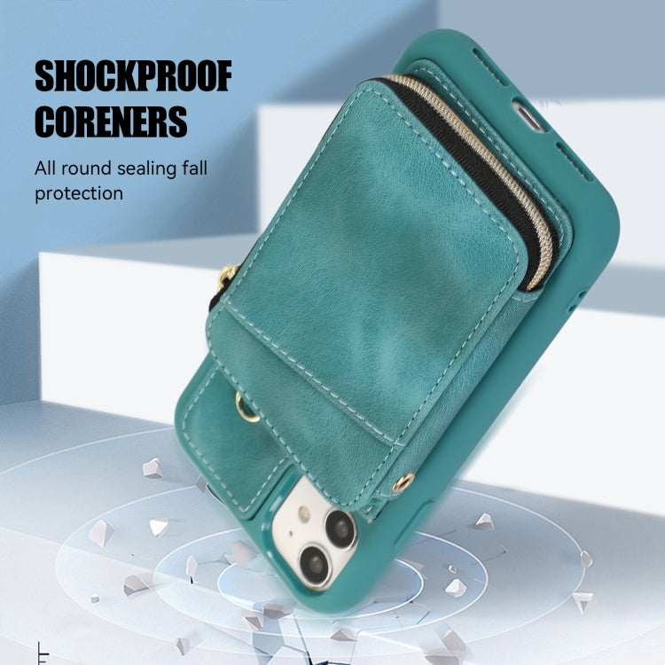 For iPhone 12 Zipper Card Bag Back Cover Phone Case