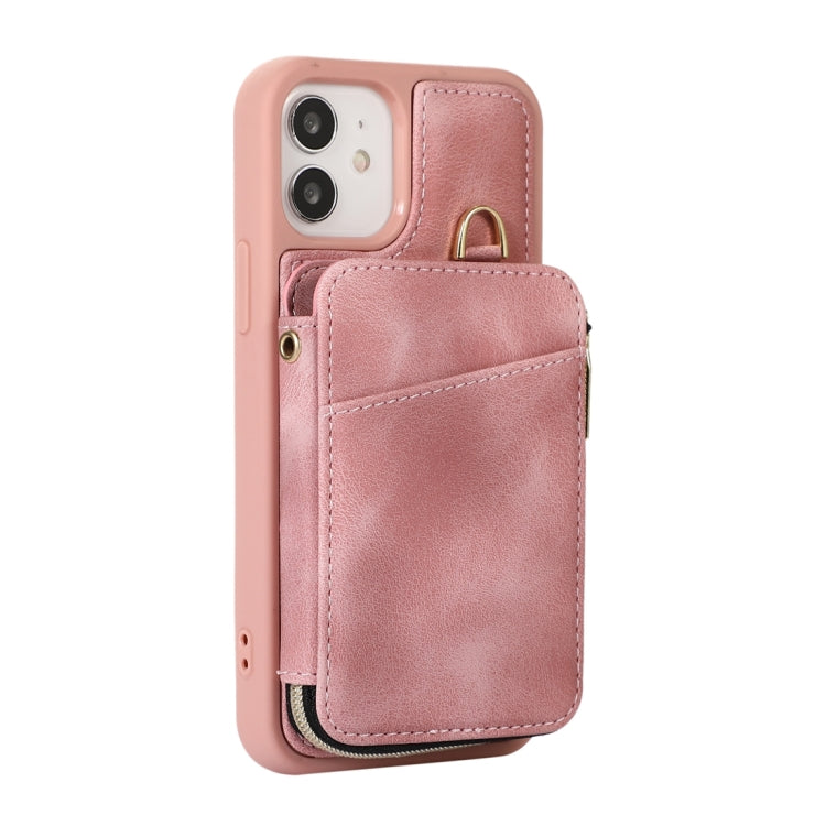 For iPhone 12 Zipper Card Bag Back Cover Phone Case