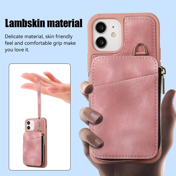 For iPhone 12 Zipper Card Bag Back Cover Phone Case