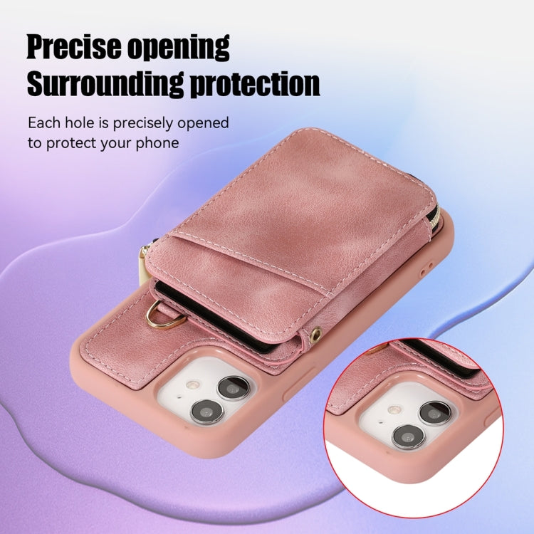 For iPhone 12 Zipper Card Bag Back Cover Phone Case