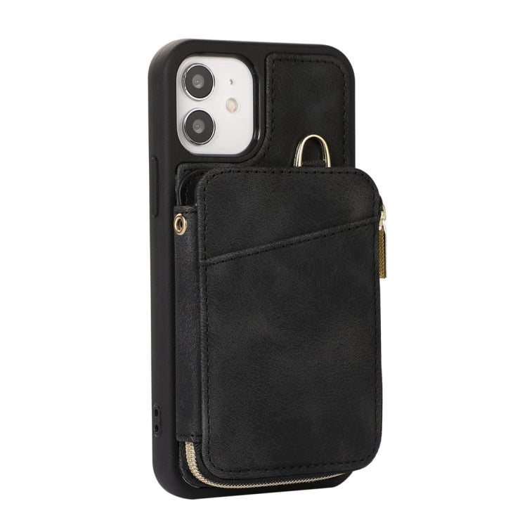 For iPhone 12 Zipper Card Bag Back Cover Phone Case