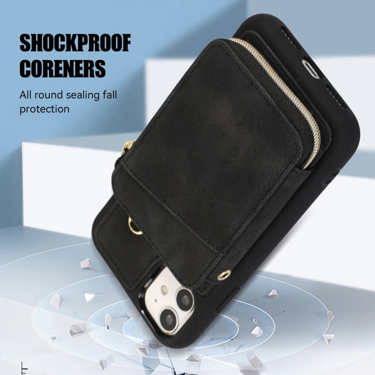 For iPhone 12 Zipper Card Bag Back Cover Phone Case